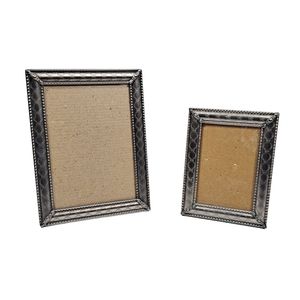 Malden Picture Frames Silver Gray Tone Patterned Set Of 2 W/ Glass 5"x7"/4"x6"